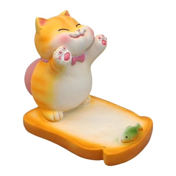 Soporte para teléfono móvil, accesorio de escritorio, soporte divertido para teléfono con forma de animal para sala de estar Gato amarillo