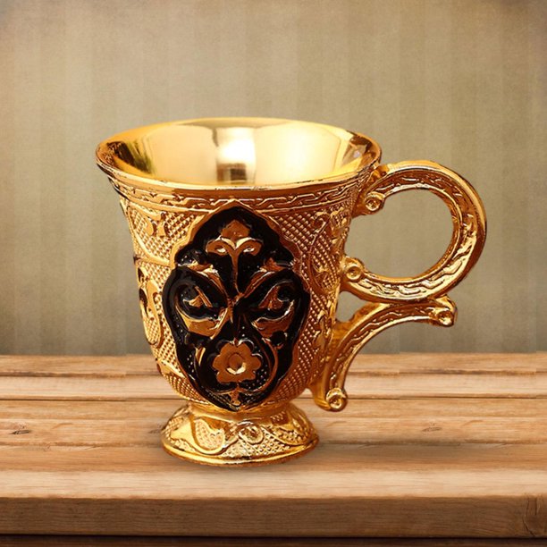 Taza en relieve Regalos coleccionables Copas retro portátiles para el hogar del hotel de vacaciones Negro áureo BLESIY Tazas para beber
