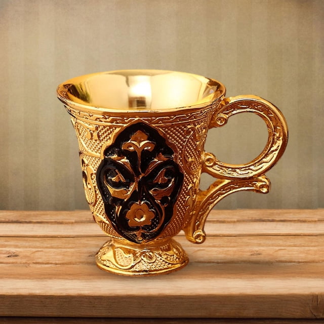 Taza en relieve Regalos coleccionables Copas retro portátiles para el hogar del hotel de vacaciones Negro áureo BLESIY Tazas para beber