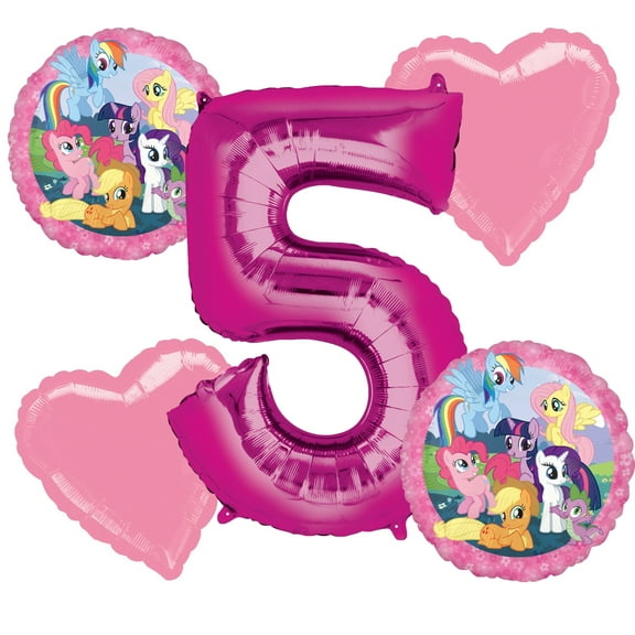 My Little Pony Balloon Bouquet 5th Birthday 5 pcs - Party Supplies Pink