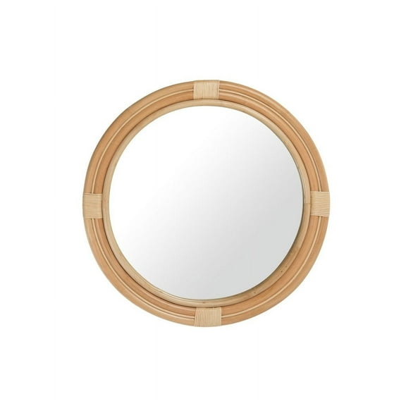 Kouboo Nautical Decorative Wall Mirror in Rattan, Round Mirror, Suitable For Farmhouse, Living Room, Bedroom and Bathroom, Natural