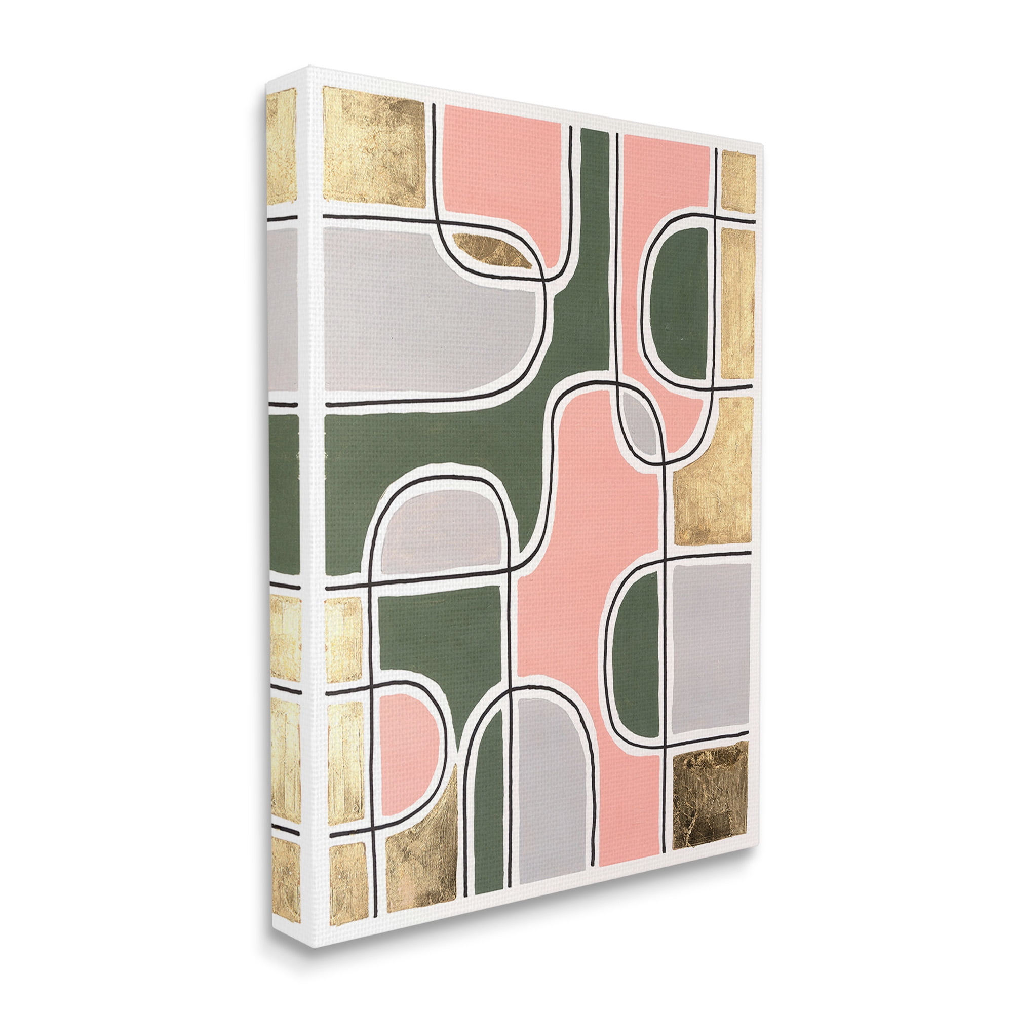 Stupell Industries Modern Shapes & Glam Abstract Painting Gallery Wrapped Canvas Art Print Wall Art, 16 x 20
