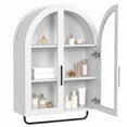thumbnail image 4 of Ktaxon Arched Bathroom Medicine Cabinet, Wall Mounted Storage Cabinet with Double Glass Doors, Towel Bar & Adjustable Shelf, for Bathroom, Entryway and Kitchen, Washed White, 4 of 17