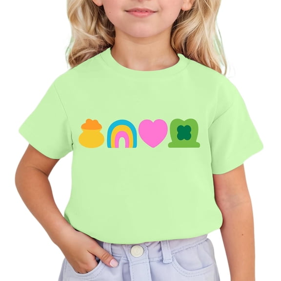 Kiijoy Toddler Girl's Short Sleeve T Shirt Graphic Tee Summer Crewneck T-Shirt, Sizes 1-2