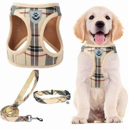 PUPTECK Adjustable Dog Harness Collar and Leash Set Step in No Pull Pet for Dogs Puppy and Cats Outdoor Walking Running, Soft Mesh Padded Reflective Vest Harnesses