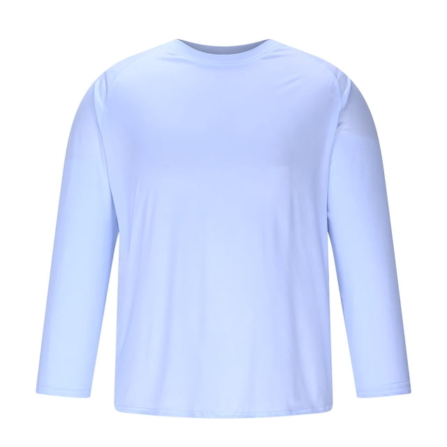 pstuiky camisas de manga larga para hombre, Camiseta/camiseta de cuello redondo de manga larga de color sólido transpirable de verano top de hombre xl