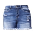 thumbnail image 7 of Gubotare Women Jean Shorts Jeans Shorts for Women Summer Mid Rise Stretchy Denim Shorts Lifting Ripped Shorts for Curvy Women (Blue,Size M), 7 of 7