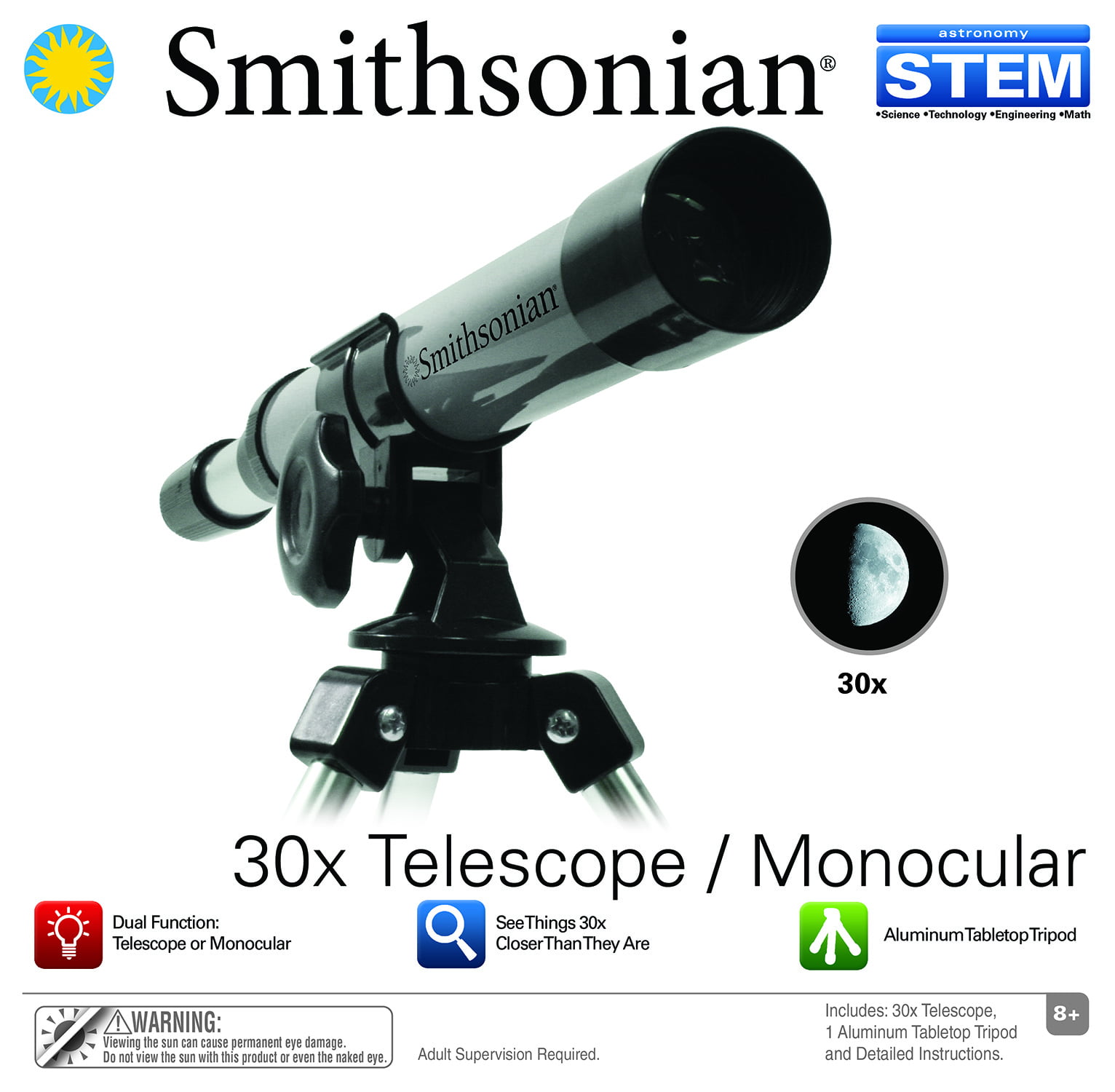 Imaginative Painstaking lay off Smithsonian 30X Telescope/Monocular Kit - Walmart.com