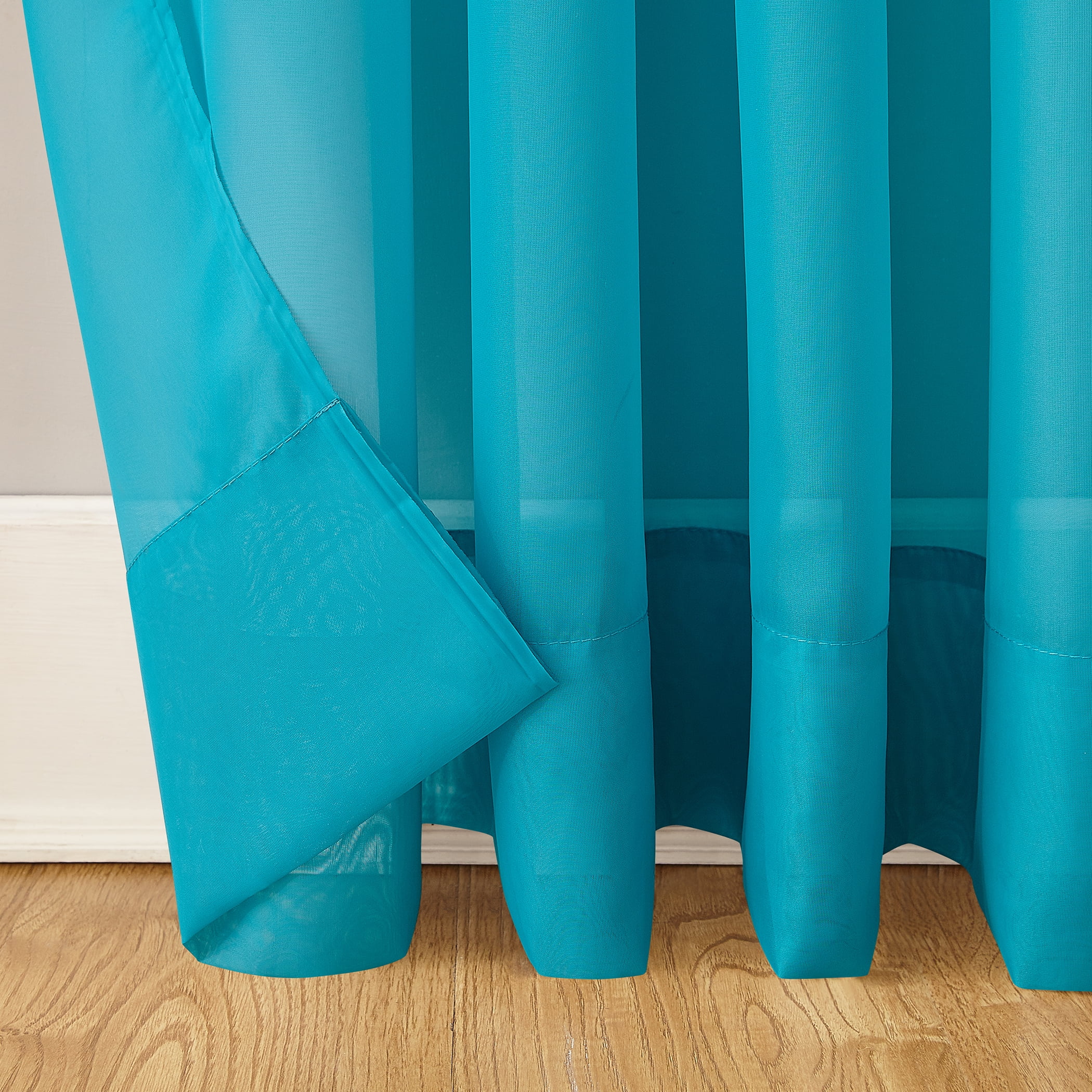 Mainstays Marjorie Sheer Voile Rod Pocket Single Curtain Panel, 1 Panel, Turquoise, 59"W x 84"L