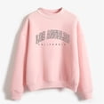 thumbnail image 2 of CUZIBR Womens Sweatshirt Letter Print Graphic Long Sleeve Loose Mockneck Sweatshirts Retro Pullover Top Fall Winter Clothes,Pink, 2 of 4