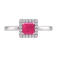 thumbnail image 4 of Round and Princess Cut Natural Ruby Gemstone Ring in 14K White Gold (Size: 6), 4 of 6