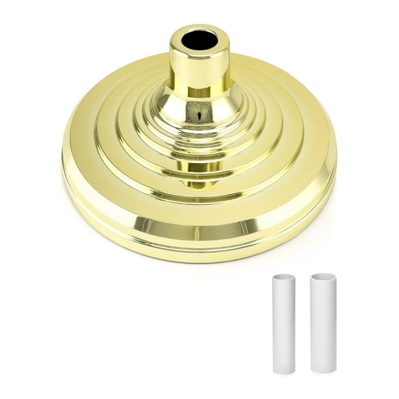 QWORK Base Stand for Flag, Flag Stand for Indoor & Outdoor Use, Floor Base Stand, Compatible with 1.3 Inch and 1.1 Inch Diameter Flag Pole - Gold