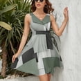thumbnail image 3 of Abstract Geometric Art Green Black Grey Dress Summer Street Style Dresses Female Sleeveless Printed Sundress, 3 of 7