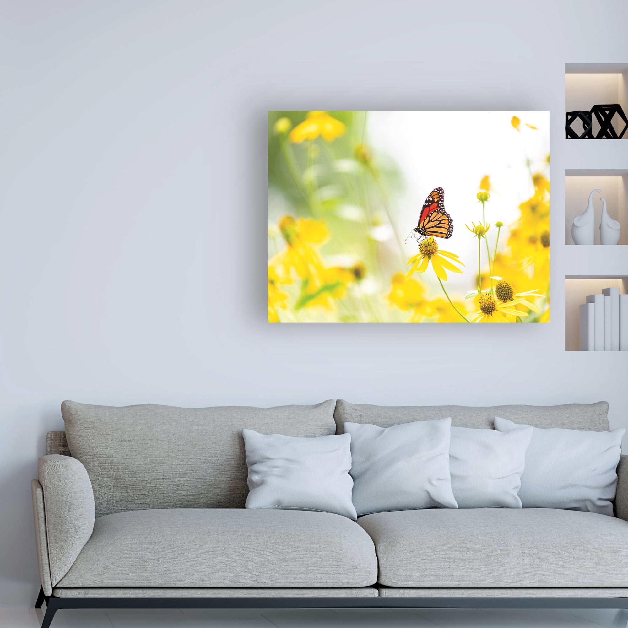 Trademark Fine Art 'Monarch on yellow' Canvas Art by Kurt Shaffer Photographs