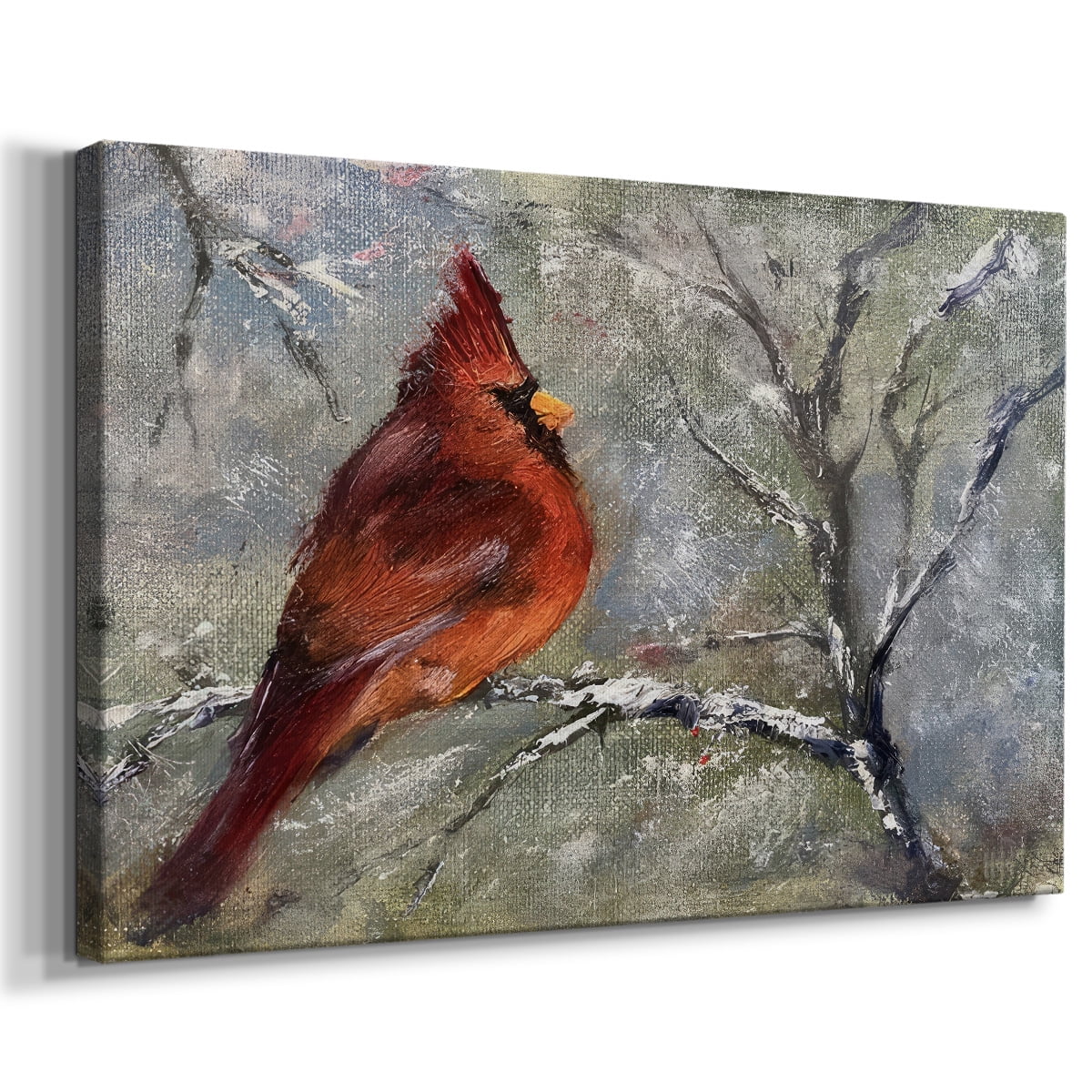 Cardinal in Snow II- Gallery Wrapped Canvas