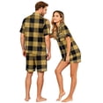thumbnail image 4 of Men's Pajama Sets Button Up Pajamas for Women Matching Pj Set Women Plaid Button Down Soft Cooling Sleepwear with Pockets Women Men Short Sleeve Matching Pajamas Set for Couples Lounge 2Pcs, Black, L, 4 of 5