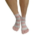 thumbnail image 4 of Couver Soft Cotton White Striped Ankle Toe Socks 1 Pair, Small, Charcoal / Gray, 4 of 10