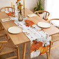 thumbnail image 4 of Orange White Pumpkins Fall Table Runner Thanksgiving Botanical Grey Wooden Tablerunners 13 x 60 Inch, Table Decorations Tabletop Scarf for Summer Gathering Holiday Farmhouse Kitchen Dining Decor, 4 of 8