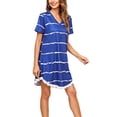 thumbnail image 2 of MAWCLOS Robe T-shirt pour Femmes T-shirt Courte Mini Robes Évasées Robe d'Été Simple Tunique de Vacances Tenue d'Intérieur Bleu m, 2 of 8