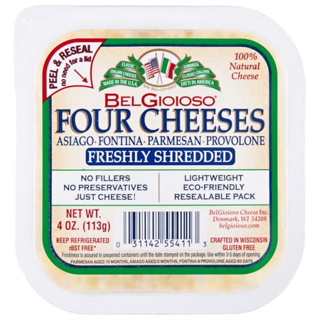 BelGioioso Freshly Shredded 4-Cheese Blend, Asiago, Fontina, Parmesan & Provolone, 4 oz