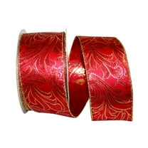Reliant Ribbon - 98168W-065-40J, Plaza Wired Edge Ribbon, Red, 2-1/2 Inch, 25 Yards