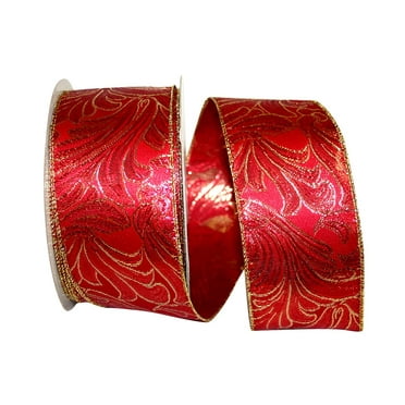 Reliant Ribbon - 98168W-065-40J, Plaza Wired Edge Ribbon, Red, 2-1/2 Inch, 25 Yards