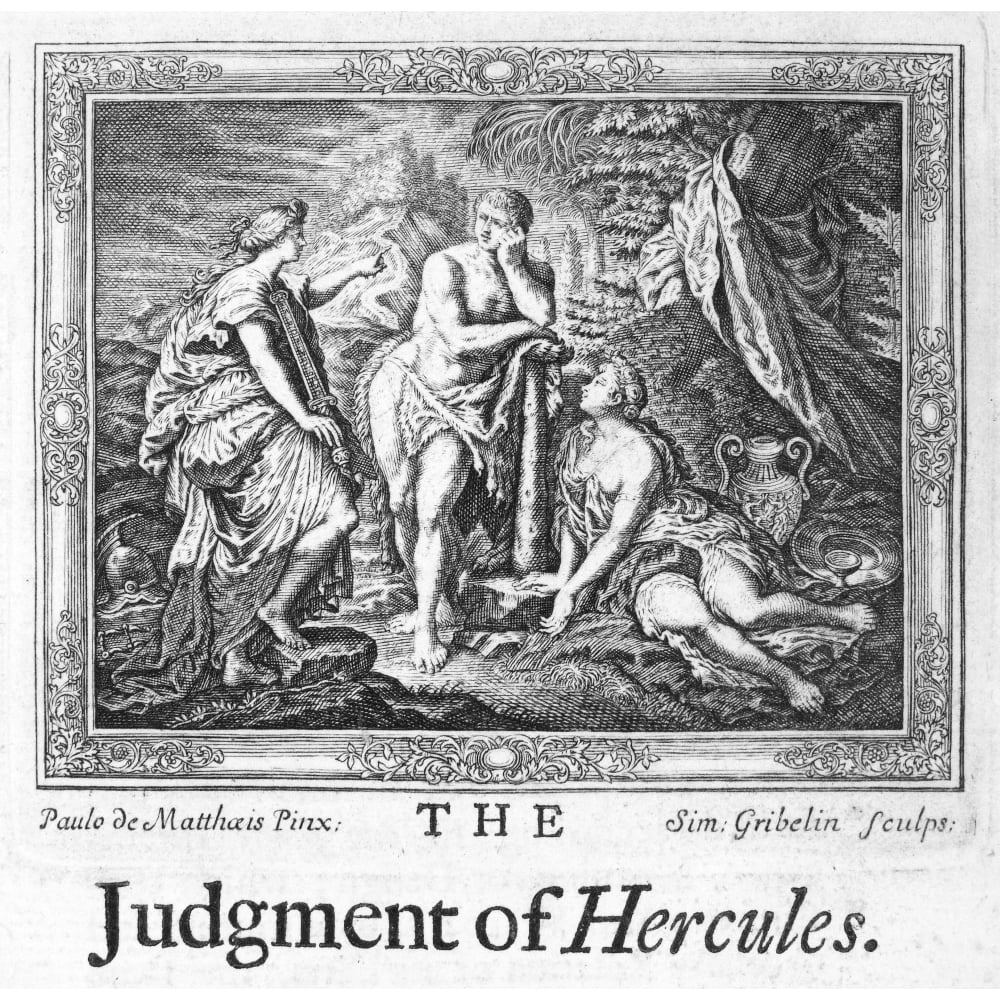 Hercules. /Nthe Judgement Of Hercules. Etching, 18Th Century. Poster