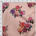 thumbnail image 3 of oneOone Tissu Polyester Lycra Imprimé Aquarelle Feuilles et Roses Tissu de Couture BTY 56 Pouces de Large, 3 of 4