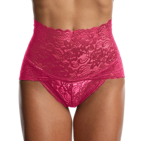 Pavied Tummy Control Underwear Seamless Underwear Plus Size Underwear Lace Mesh Transparent Women Underwear Plus Size High Waist Panty Panties High Waisted Underwear Womens Underwear Wine 2XL