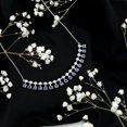 thumbnail image 3 of Rosec Jewels Lab Grown Blue Sapphire Curved Bar Necklace - (AAAA Grade) Blue Sapphire and Moissanite Necklace - with Jewelry Box, 18K White Gold, 3 of 8