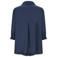 thumbnail image 5 of Blmnix Workout Tops Women Blue Blouse Elbow-Length Ruffled Solid Collared Summer Tops, 5 of 6