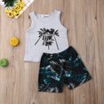 thumbnail image 4 of Douhoow Kids Boys Clothes Set Summer Toddler Sleeveless Letter Vest Leaves Shorts 2pcs Clothing, 4 of 8