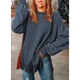 thumbnail image 3 of QWZNDZGR Womens Sweatshirt Casual Long Sleeve Crewneck Lightweight Pullover Tops Loose Sweatshirts, 3 of 5