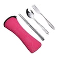 thumbnail image 2 of Sunjoy Tech Cutlery Set with Zipper Bag Stainless Steel Travel Utensils Kit Fork Spoon Chopsticks Durable Storage Pouch for Home Restaurant Outdoor, 2 of 8