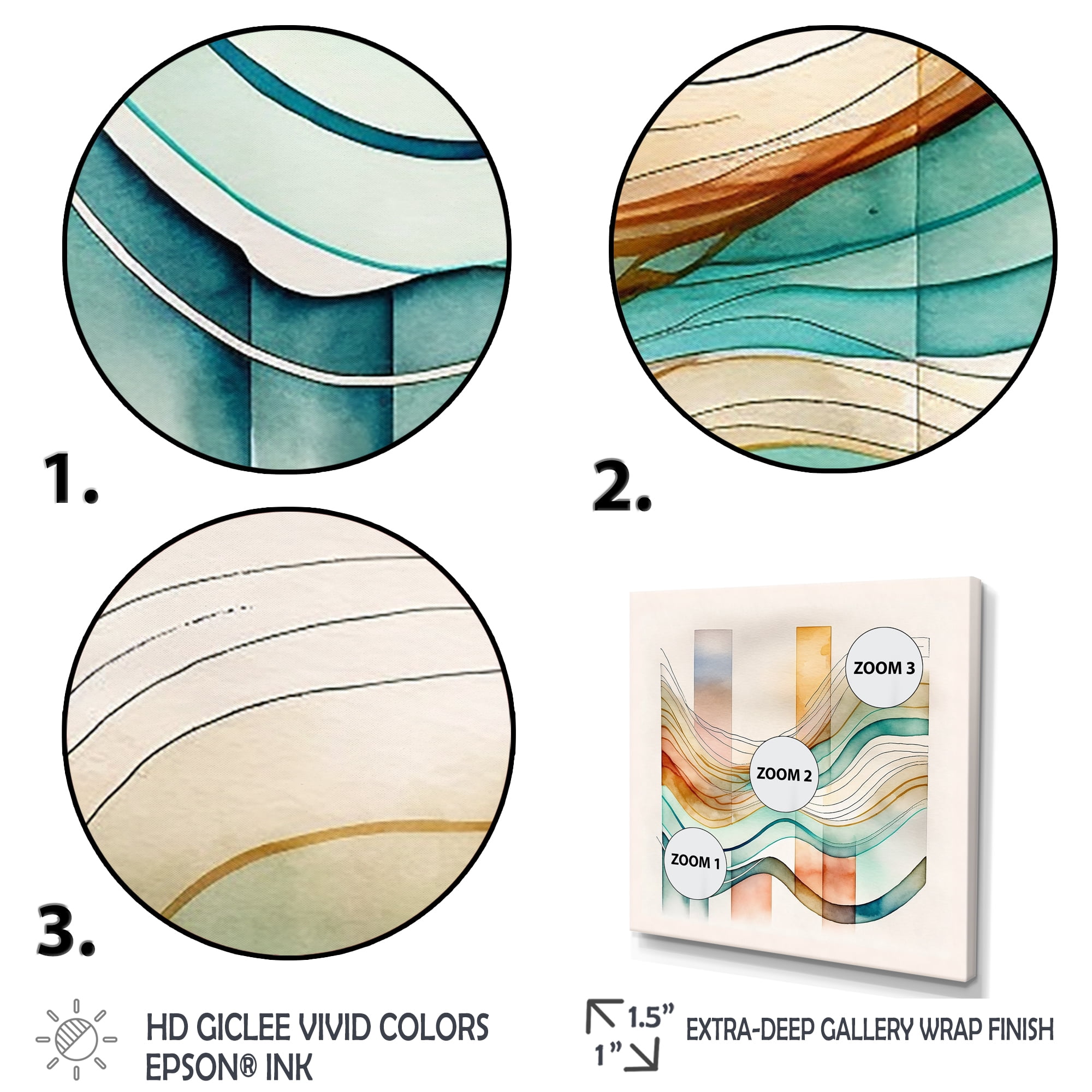 Designart Multi-Color Abstract Waves I Canvas Wall Art