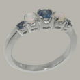 thumbnail image 2 of LBG British Made Solid 18k White Gold Natural Sapphire & Opal Womens band Ring - 33 size options - Size 10.25, 2 of 6