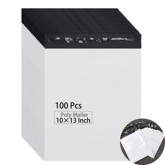 NefLaca Poly Mailers 10x13 White Self-Sealing Mailing Envelope Shipping Bags, Packaging for Small Business - 100 Pcs