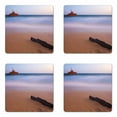thumbnail image 1 of Shipwreck Coaster Set of 4, Shipwreck on Beach at Dusk in South Australian Lands by Sea Shore Navy Nautical, Square Hardboard Gloss Coasters, Standard Size, Multicolor, by Ambesonne, 1 of 2