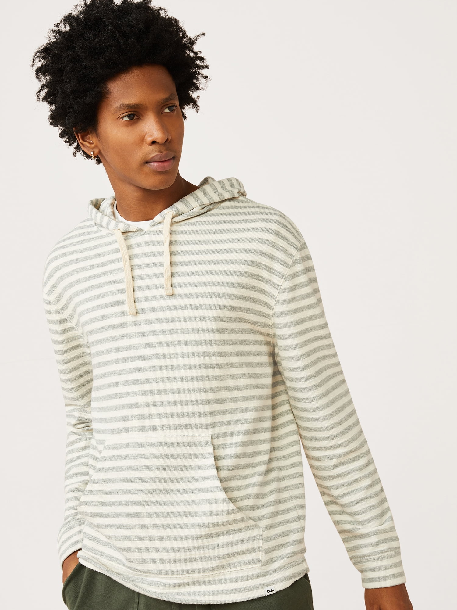 Freely Mens Plus Size Stitch Stripes Printed Leisure Pullover Sweatshirt Top 