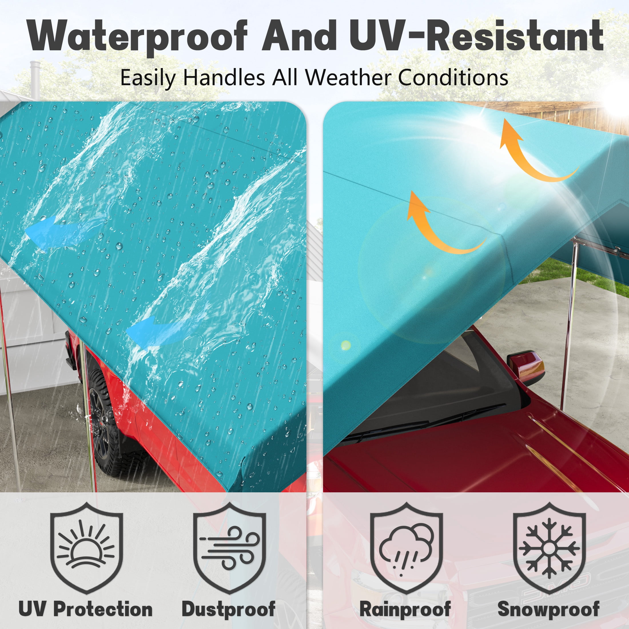 Snubbull 10x20 FT Upgraded Replacement Canopy Top Cover, Heavy-Duty Oxford Fabric for Outdoor Carport, Garage Shelter, Party Tent (Includes 34 Ball Bungees, Frame Not Included) Lake Blue
