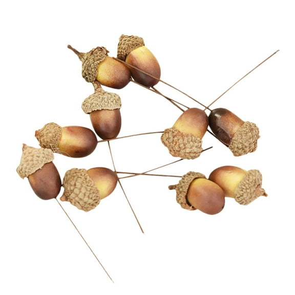 HOMEMAXS 10pcs Artificial Lifelike Simulation Small Acorn Set DIY False Nuts Photo Props Home Kitchen Christmas Tree Decor