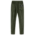 thumbnail image 3 of Zimjoy Men's Wide Leg Pants Corduroy Elastic Waistband Drawstring Pants Textured Loose Straight Trousers with Pockets, Army Green XL, 3 of 3