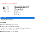 thumbnail image 2 of Rear Drum Brake Hardware Kit - Compatible with 1958 - 1979 Volkswagen Beetle 1959 1960 1961 1962 1963 1964 1965 1966 1967 1968 1969 1970 1971 1972 1973 1974 1975 1976 1977 1978, 2 of 2