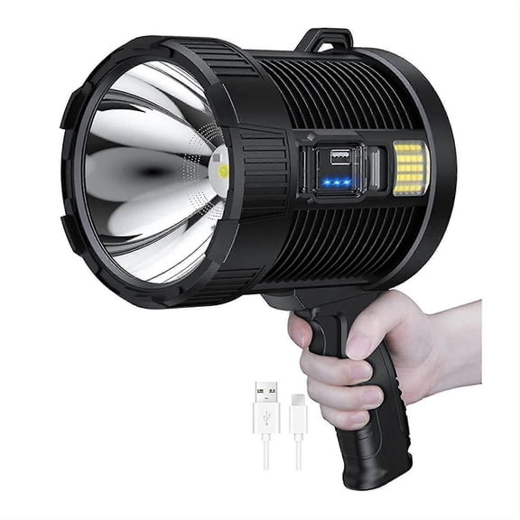 Rechargeable Spotlight,100000 Lumens Led Spot Lights Handheld Flashlight Super Outdoor Solar Spotli
