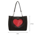 thumbnail image 2 of Bolso de hombro con forma de corazón para mujer bolso de mano diario de gran capacidad para mujer (negro), 2 of 6