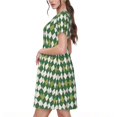thumbnail image 2 of Disketp Light Green Squares para Vestido de Manga Corta para Mujeres, Vestidos de Verano para Mujeres, Casual y Holgado para la Playa, 2 of 6