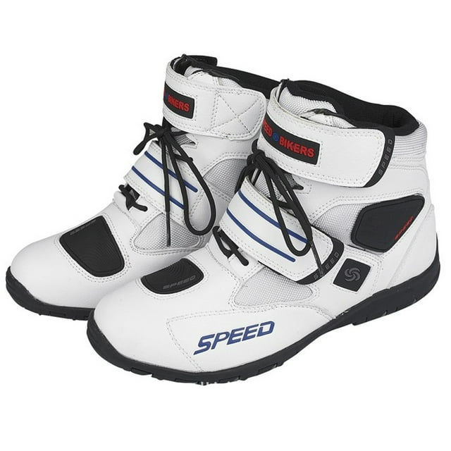 Soft Motorcycle Boots Biker Waterproof Speed Motorboats Men Motocross Boots Non-slip Motorcycle Shoes Color:white Shoe US Size:9