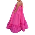 thumbnail image 2 of Genuiskids Women's Plus Size Sleeveless Long Dress Spaghetti Strap Ruched Ruffle Hem Dress Oversized Beach Casual Loose Long Swing Sundress, 2 of 6