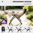 thumbnail image 6 of PURPLE LEAF Extra Wide Outdoor Reclining Chair Patio Zero Gravity Chaise Lounge Folding Chair with Quilted Cushion Adjustable Headrest for Lawn Camping Beach Pool Black and Grey, 6 of 9