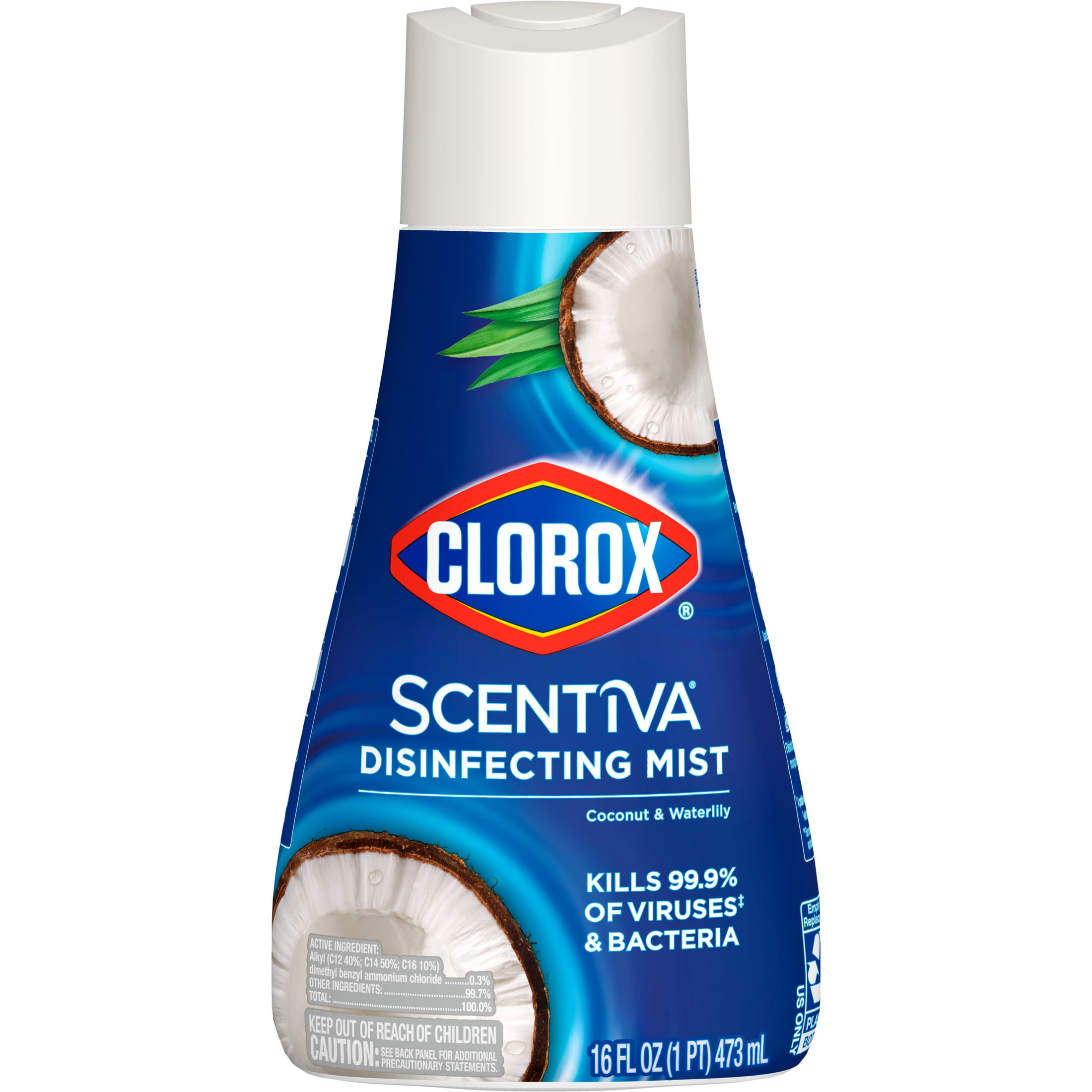 (3 pack) Clorox Scentiva Disinfecting Mist, Coconut and Waterlily, Refill, 16 Fluid Ounces